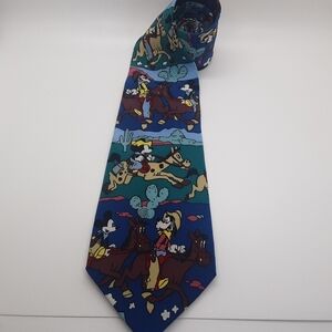 Balancine Vintage disney Mickey Mouse & Goofy Men's Tie Pure Silk